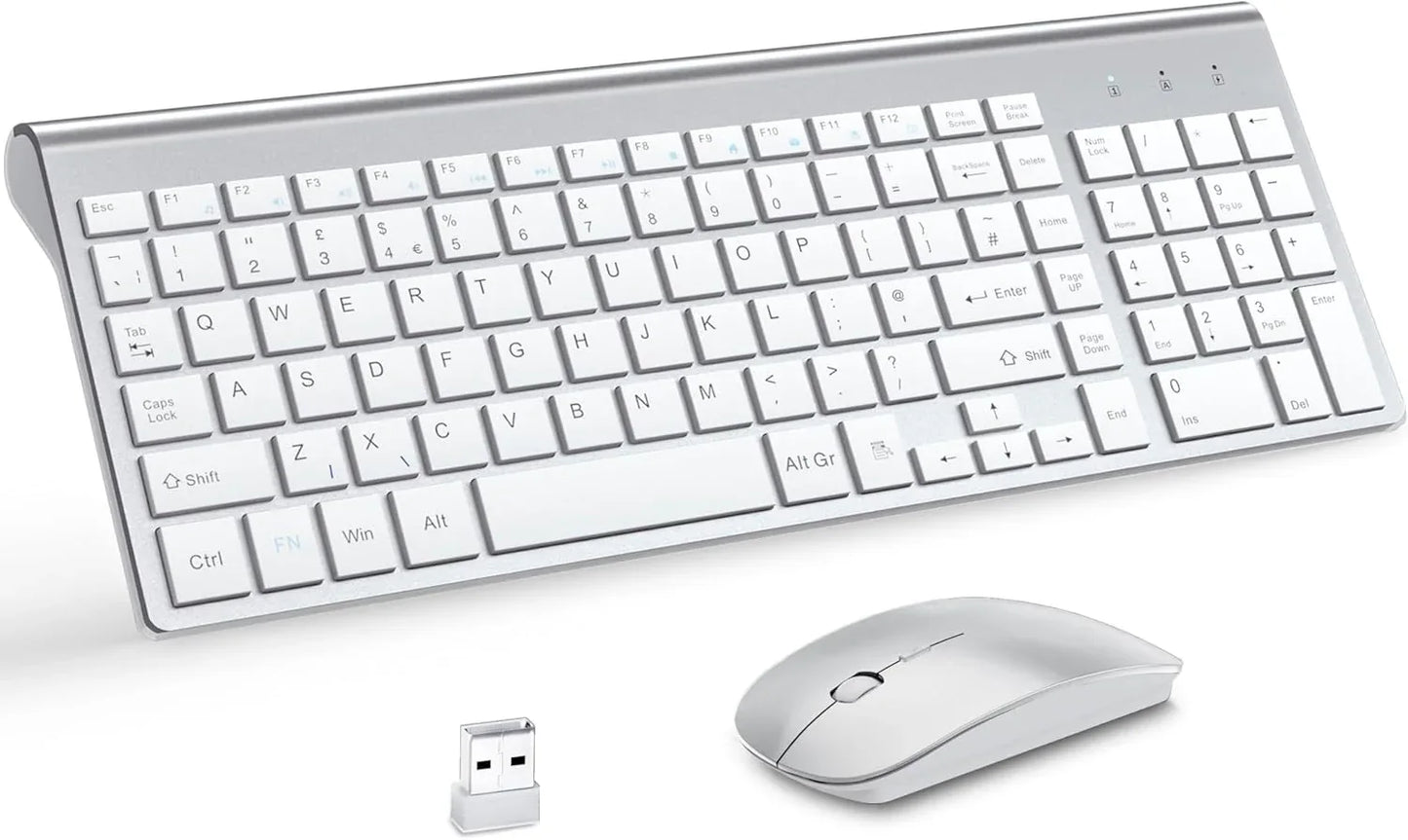 MOOJAY Ultra Slim Wireless Keyboard and Mouse Combo – Silver - Gomix Brands Outlet