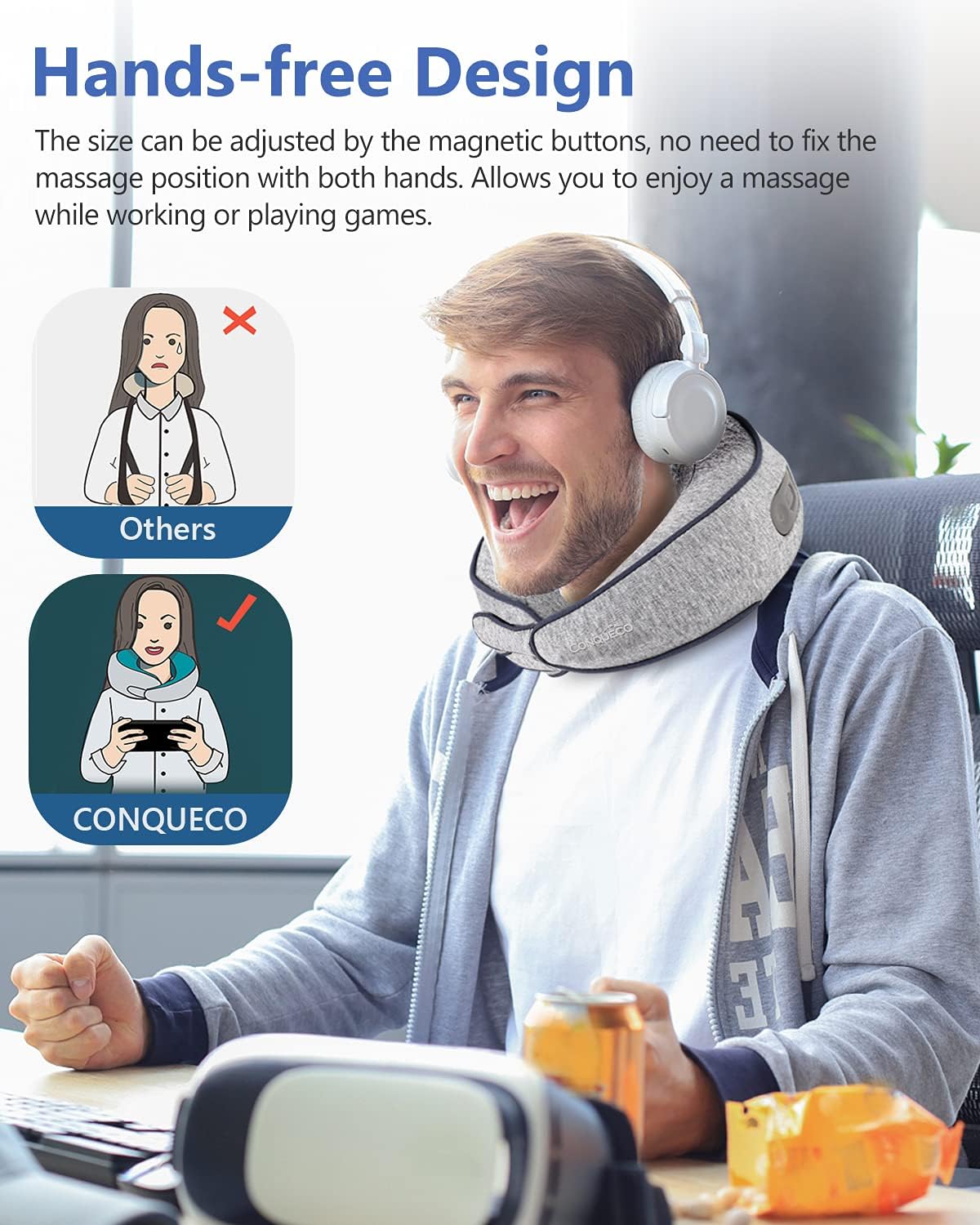CONQUECO 3D Shiatsu Neck and Back Massager with Heat