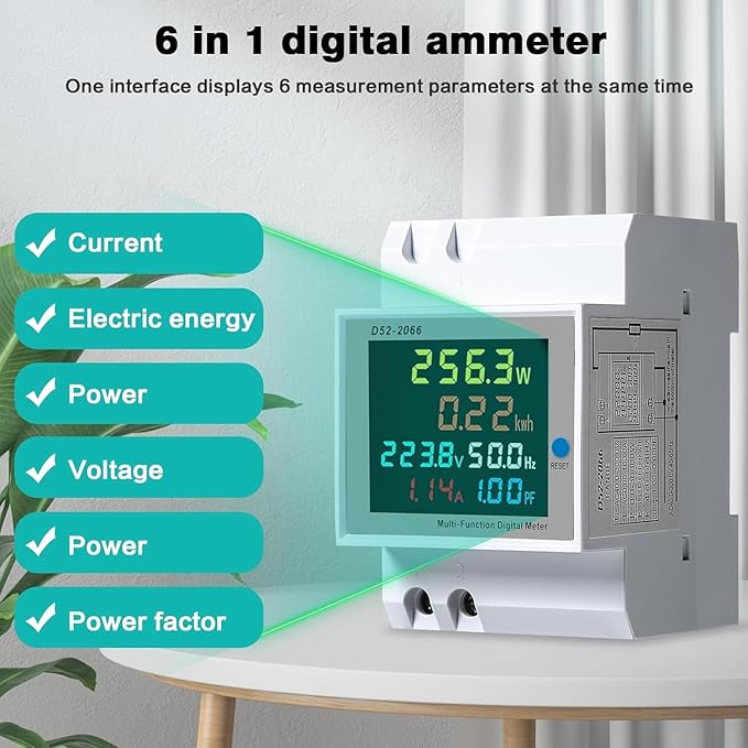 BOSYTRO Smart WiFi Electricity Meter: 1-Phase AC40-300V 100A DIN Rail KWh Monitor