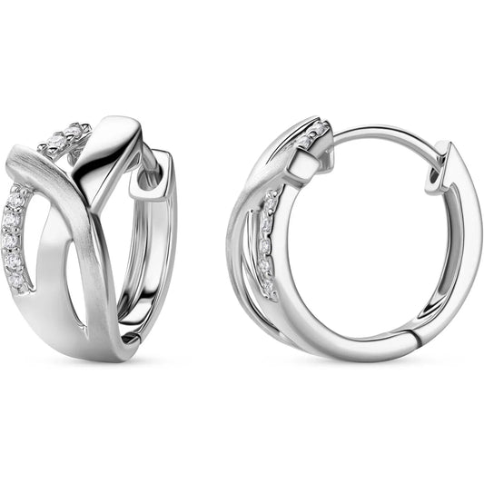 18ct Gold Plated Sterling Silver Huggie Earrings - Dazzling Zirconia Hoops - Gomix Brands Outlet