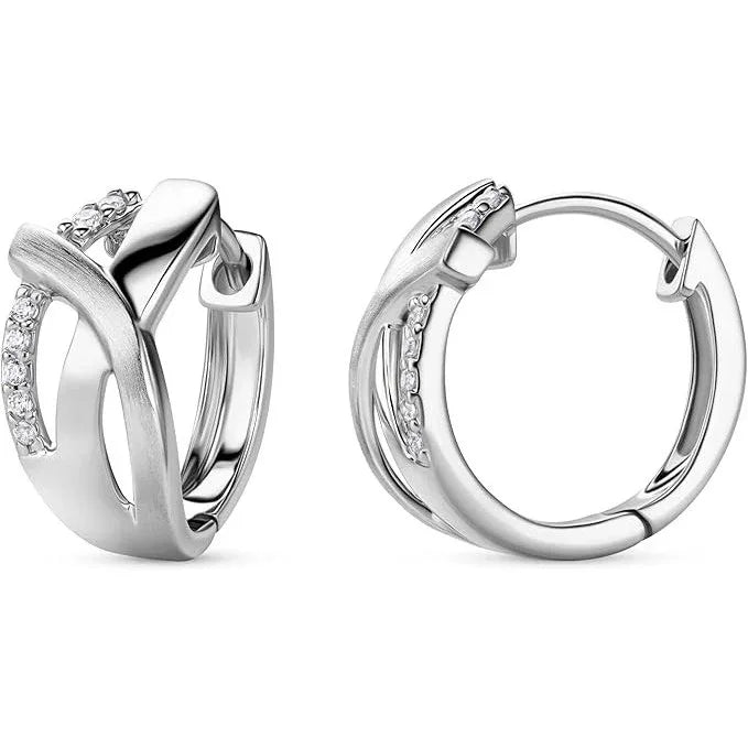 18ct Gold Plated Sterling Silver Huggie Earrings - Dazzling Zirconia Hoops - Gomix Brands Outlet