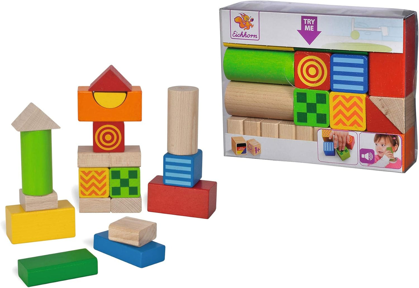 Eichhorn Heros Baby Sound & Feel Building Blocks 20-Piece Set