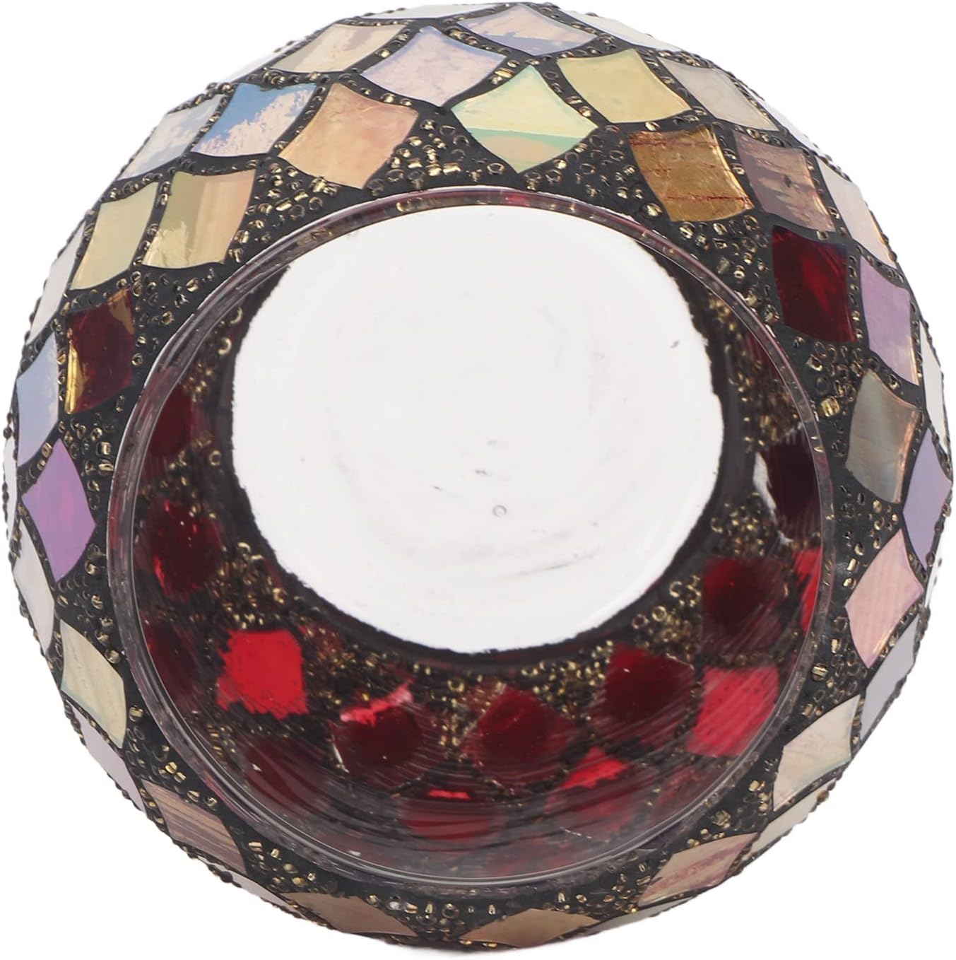 Red Mosaic Glass Tealight Holder – Decorative Vase & Desk Organizer
