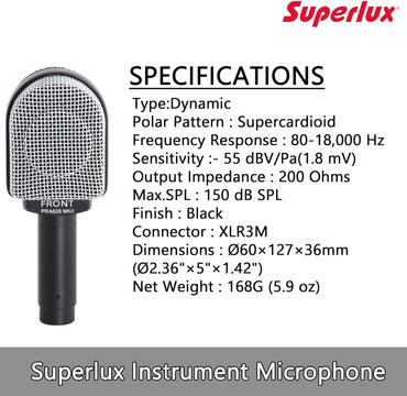 Superlux PRA628MKII Super Cardioid Dynamic Mic for Guitar Amps