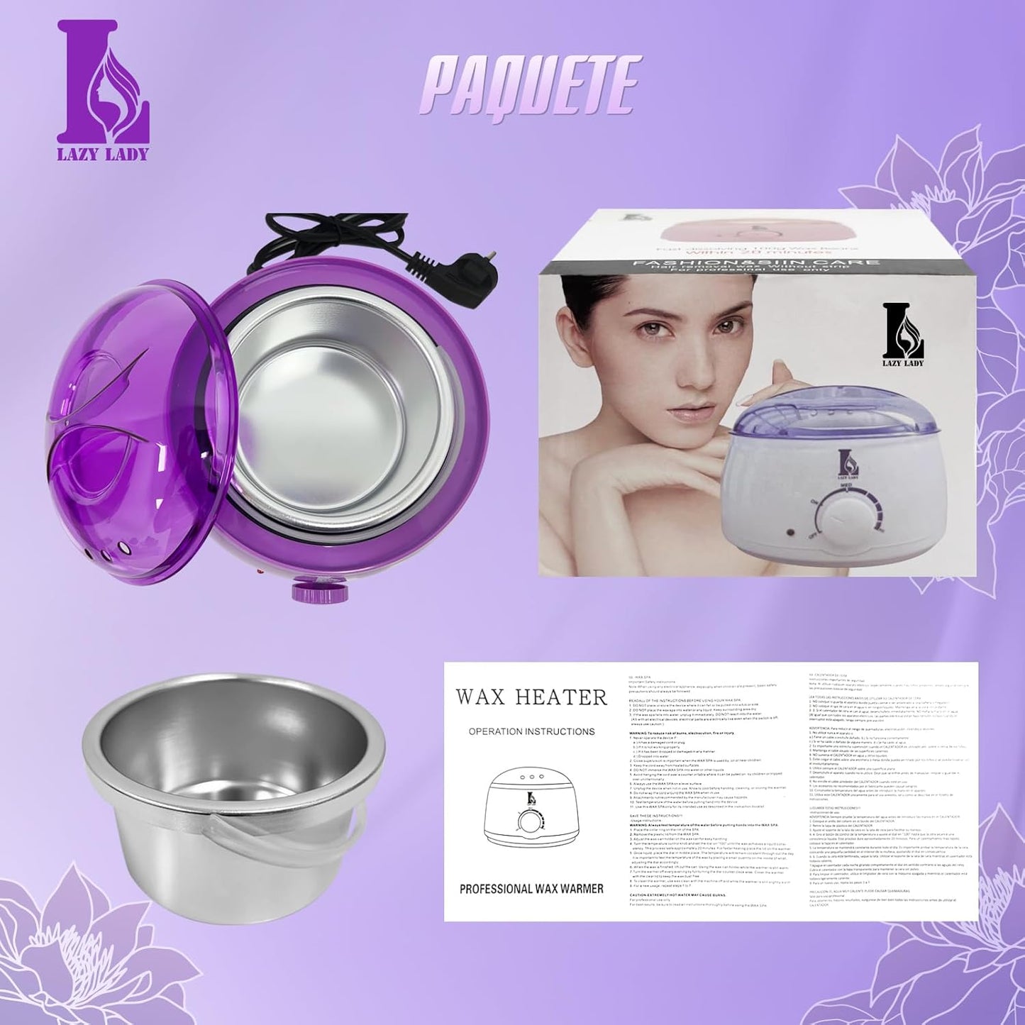 LAZY LADY Electric Wax Heater – Fast Heat 500ml Purple