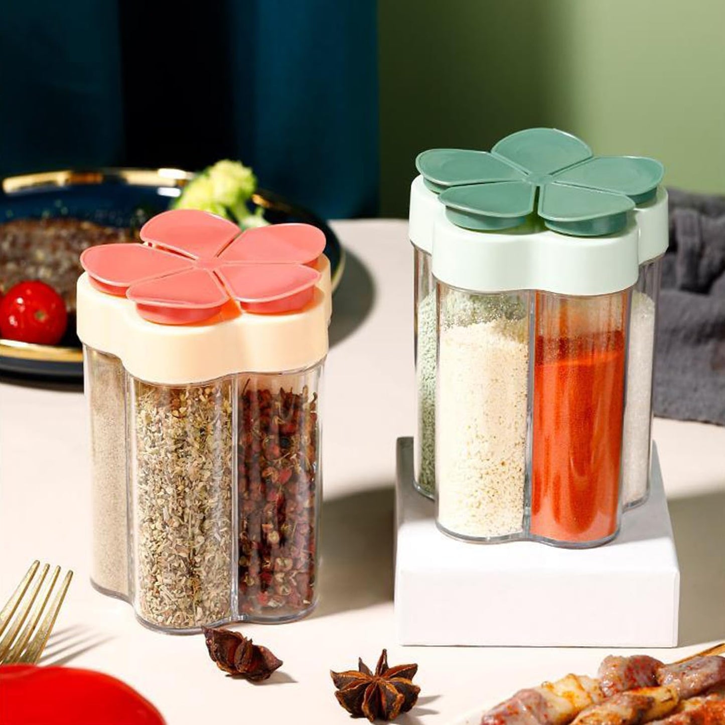 5-in-1 Camping Seasoning Dispenser - Portable Spice Container for Travel