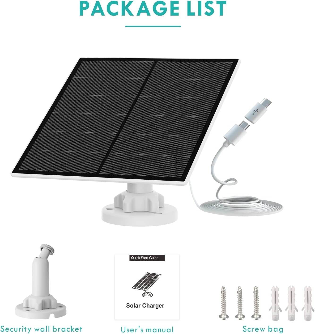 5W Solar Panel Charger for Outdoor Security Camera - Continuous Power & IP65 Waterproof