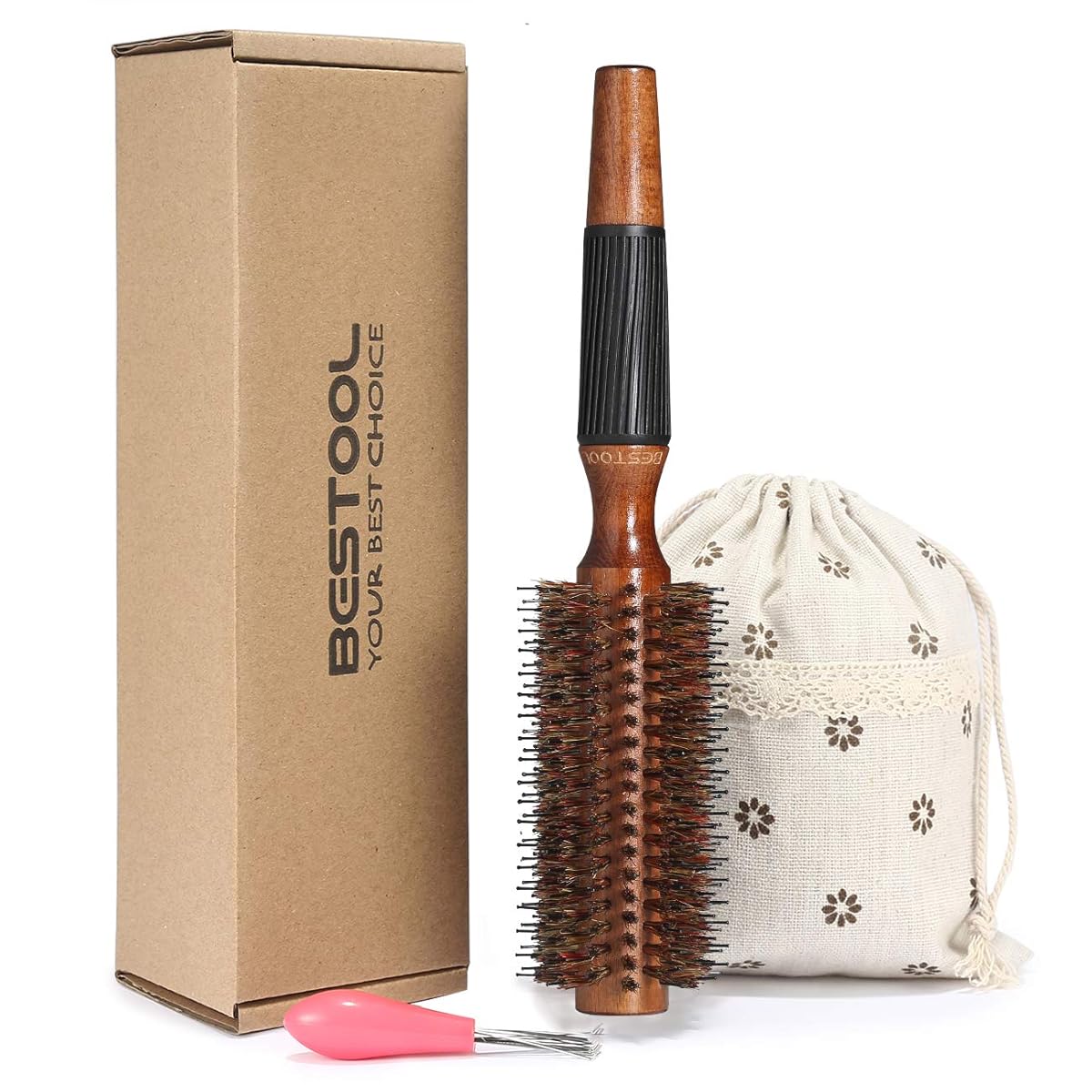 BESTOOL Boar Bristle Round Hair Brush: 2.2-inch for Blowouts, Shine, Volume
