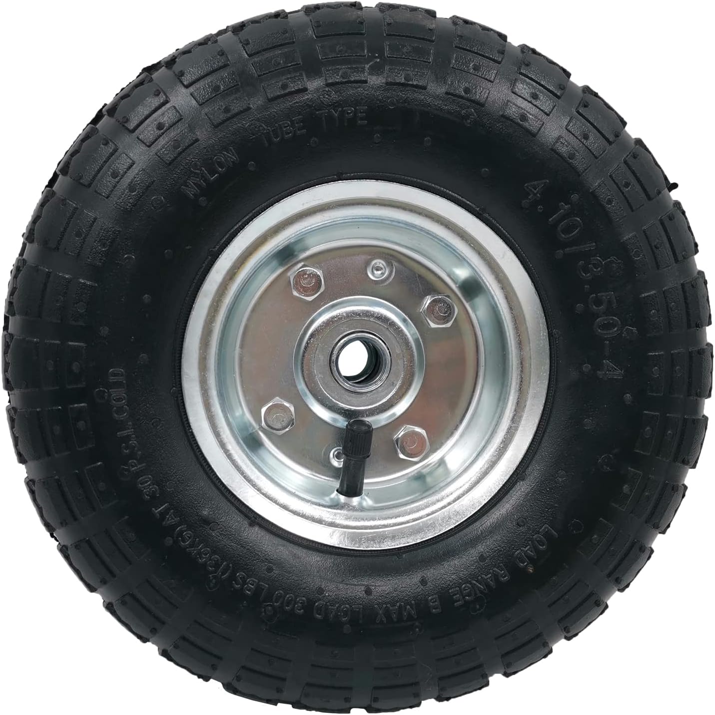 Rusisi 10\" Pneumatic Heavy-Duty Wheel, 4.10/3.50-4 Tire, 5/8\" Axle Bore