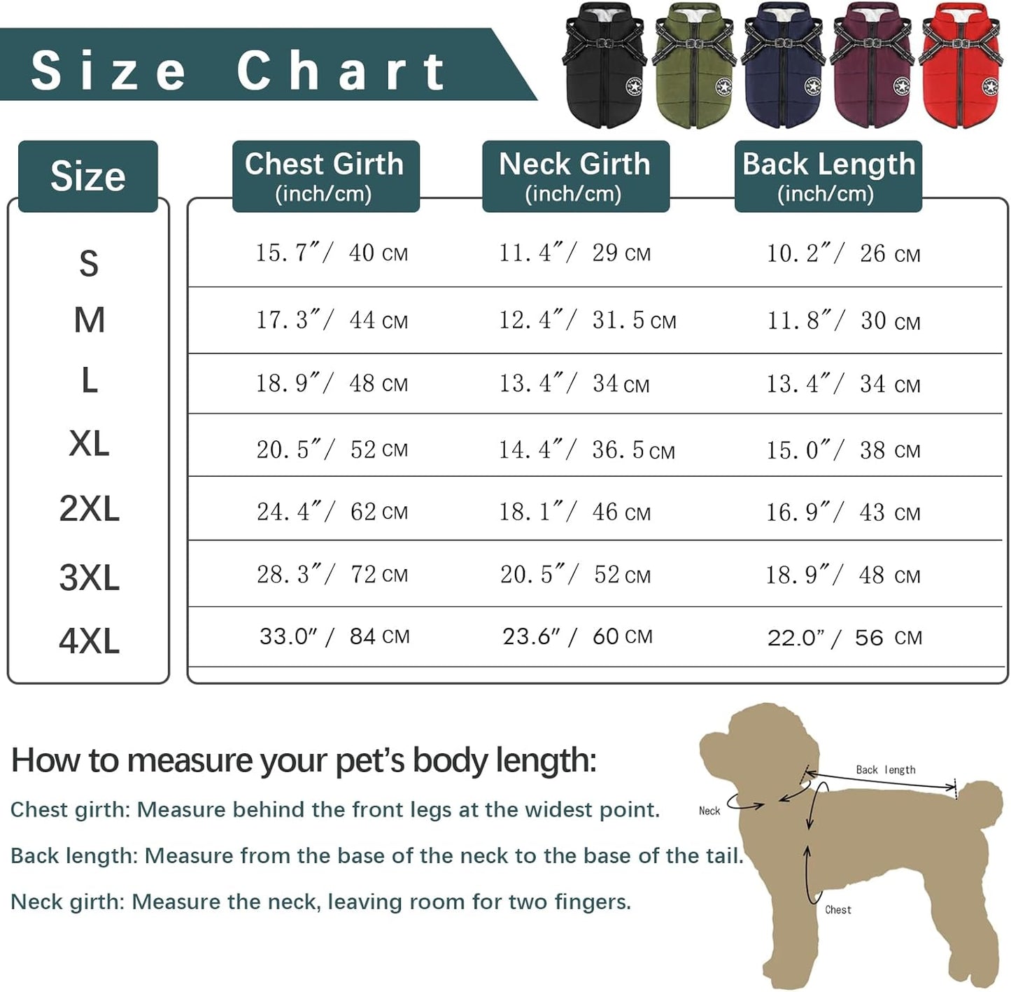 Aiboria Windproof Dog Jacket: Warm Fleece Vest with Harness