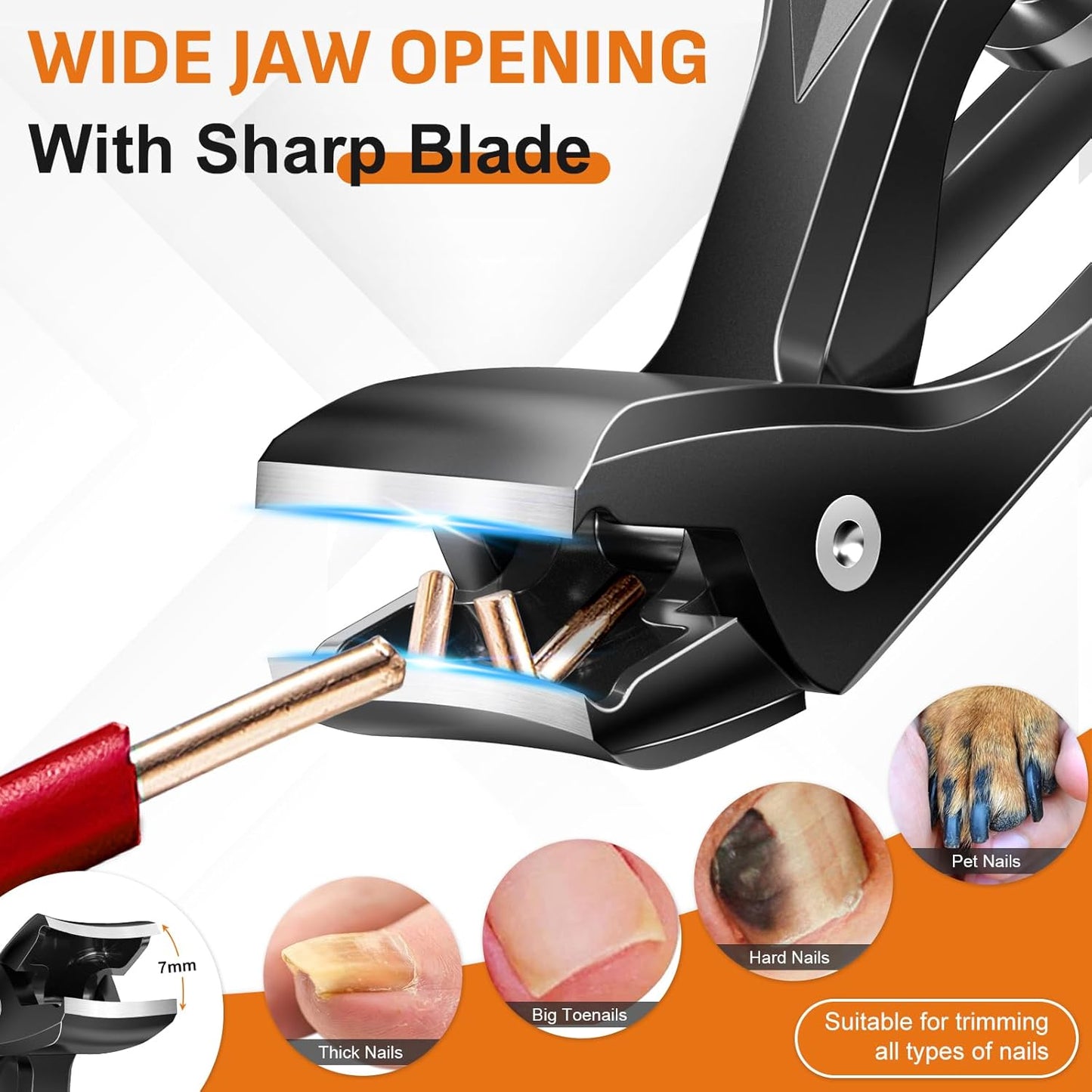 DRMODE Wide Jaw Angled Head Heavy Duty Toenail Clippers