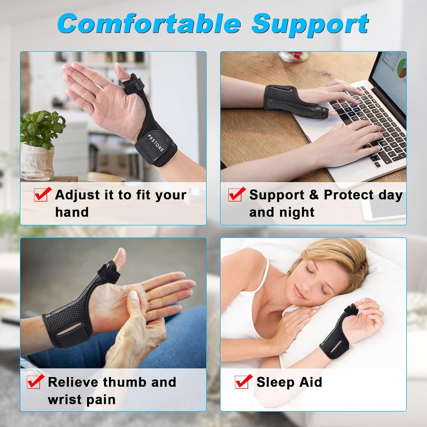 Adjustable Breathable Thumb Spica Splint for Wrist Support and Pain Relief