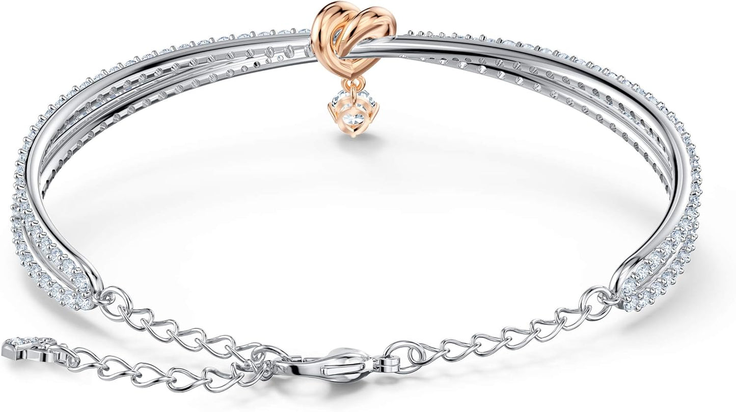 Swarovski Lifelong Heart Bracelet: Elegant Mixed-Metal Bangle with Dazzling White Crystals