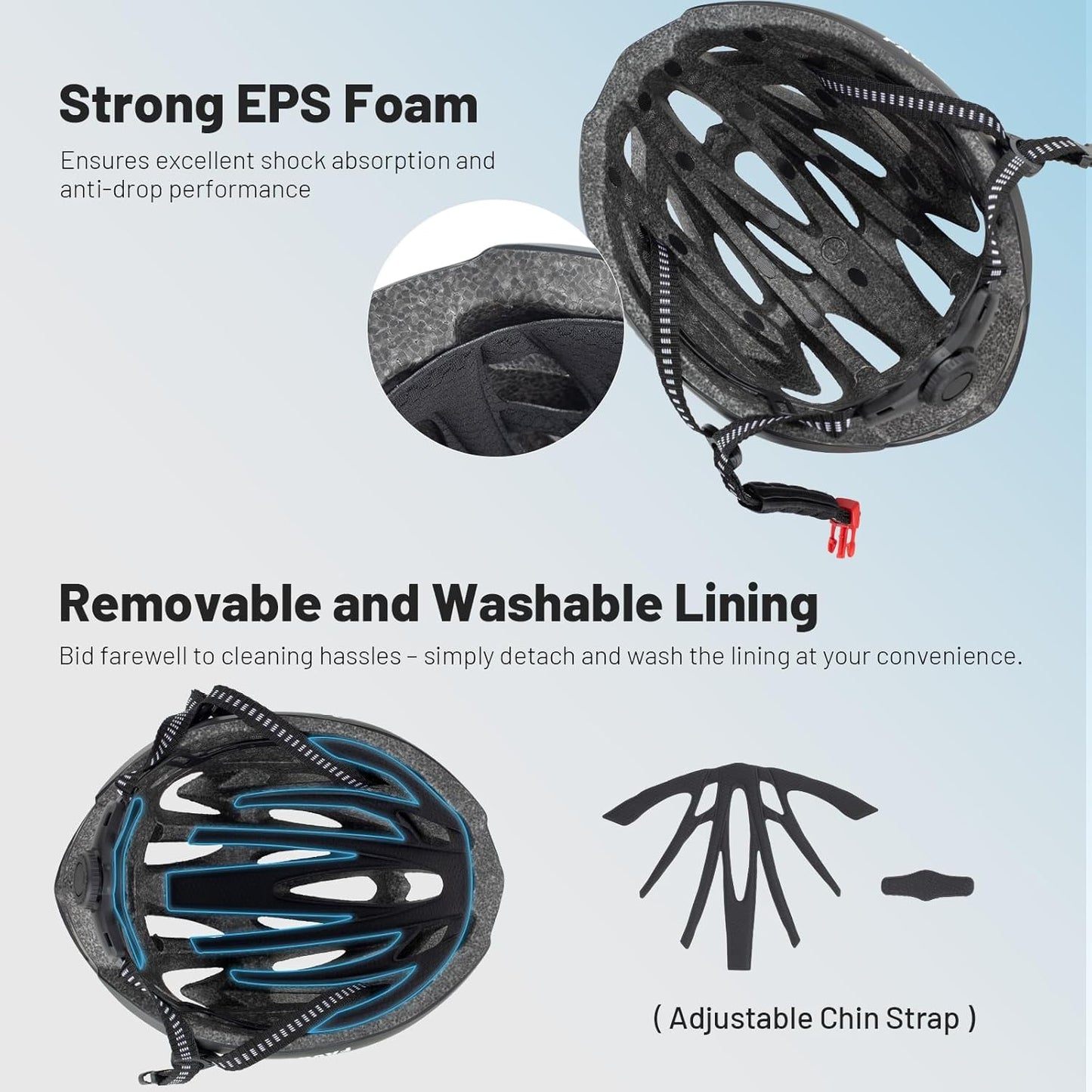 Favoto Adjustable Adult Bike Helmet with Removable Liner, CE‑Approved, 54‑62 cm