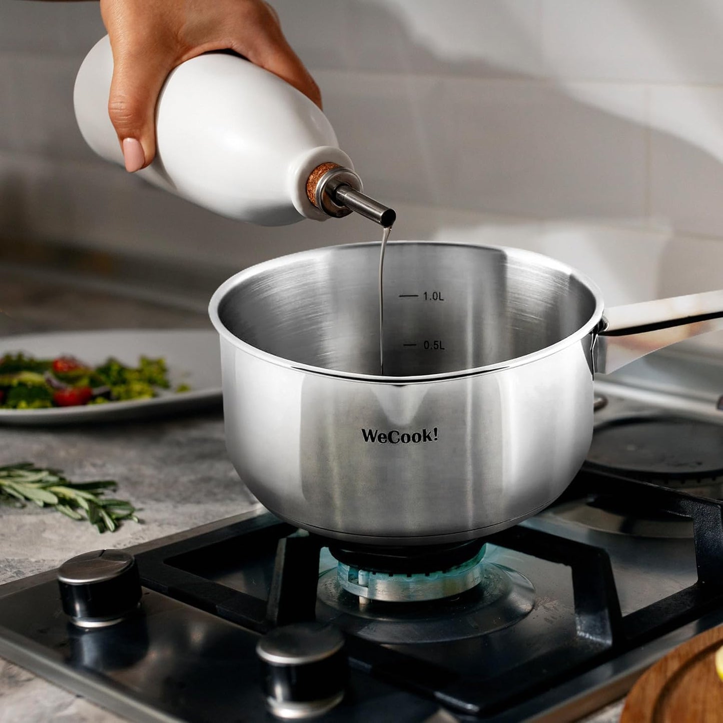 WECOOK! 12 cm Pro Stainless Steel Saucepan – 700 ml, Matte Finish