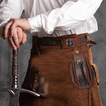 Brown Medieval Faux Leather Coin Purse with Adjustable Drawstring