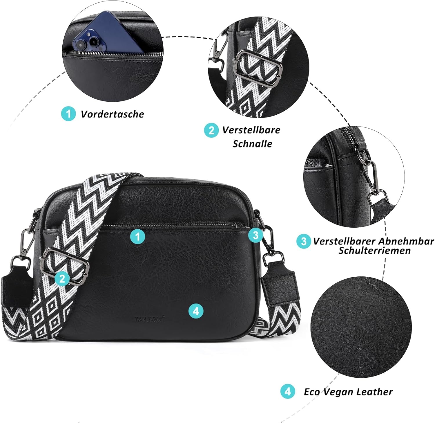 TANTOMI Women's Multifunctional Crossbody Bag with Spacious Compartments