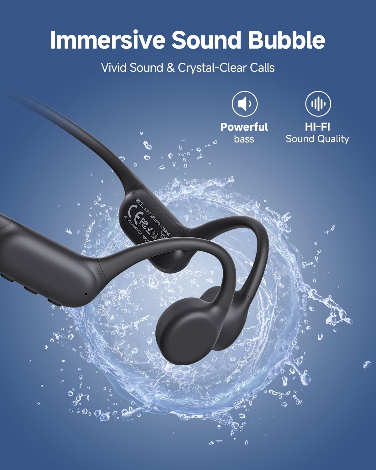 PSIER Bone Conduction Waterproof Swimming Headphones 32GB MP3, 8‑Hour Bluetooth