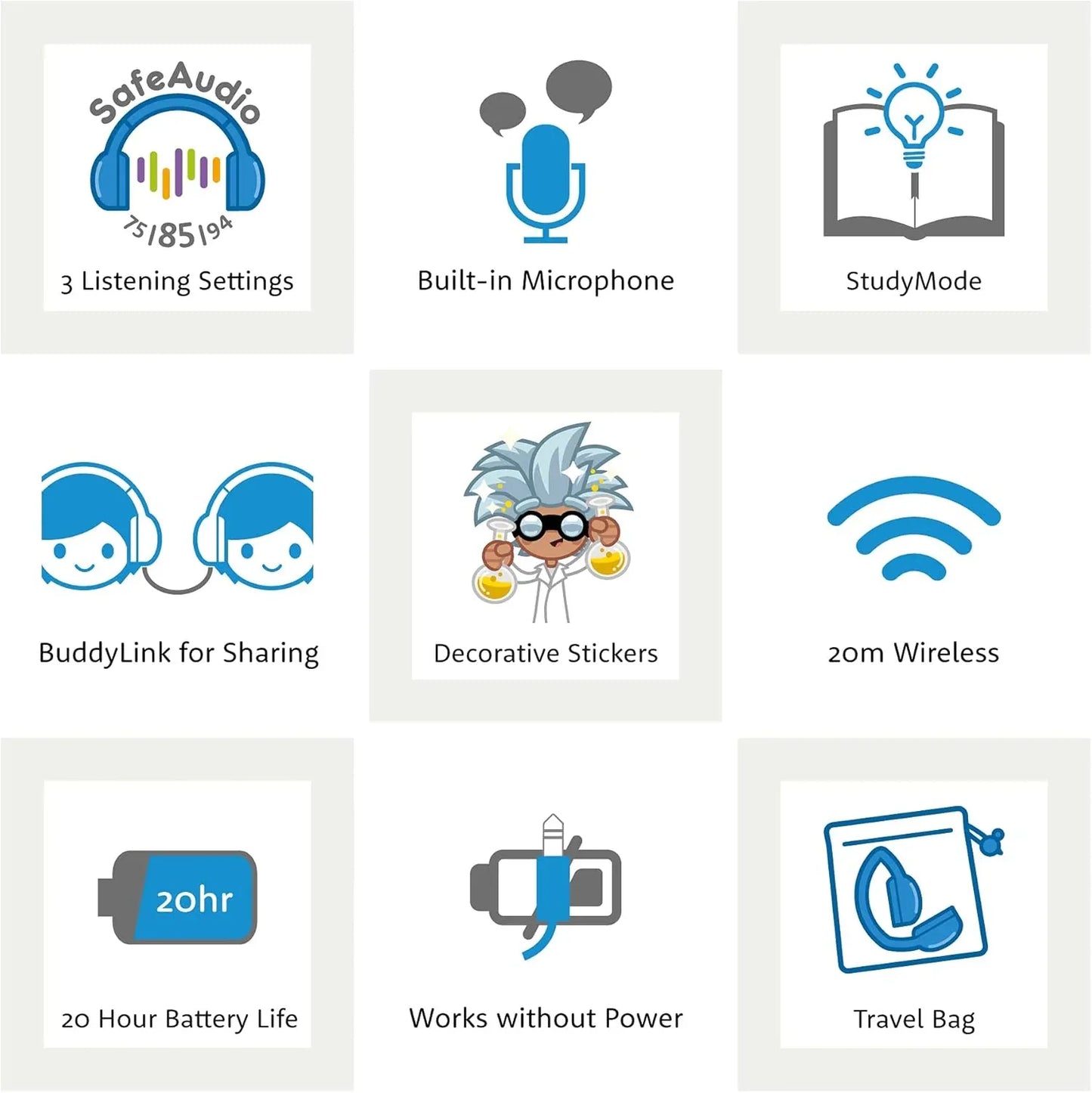 BuddyPhones Play+ Foldable Bluetooth Kids Headphones with Microphone - Gomix Brands Outlet