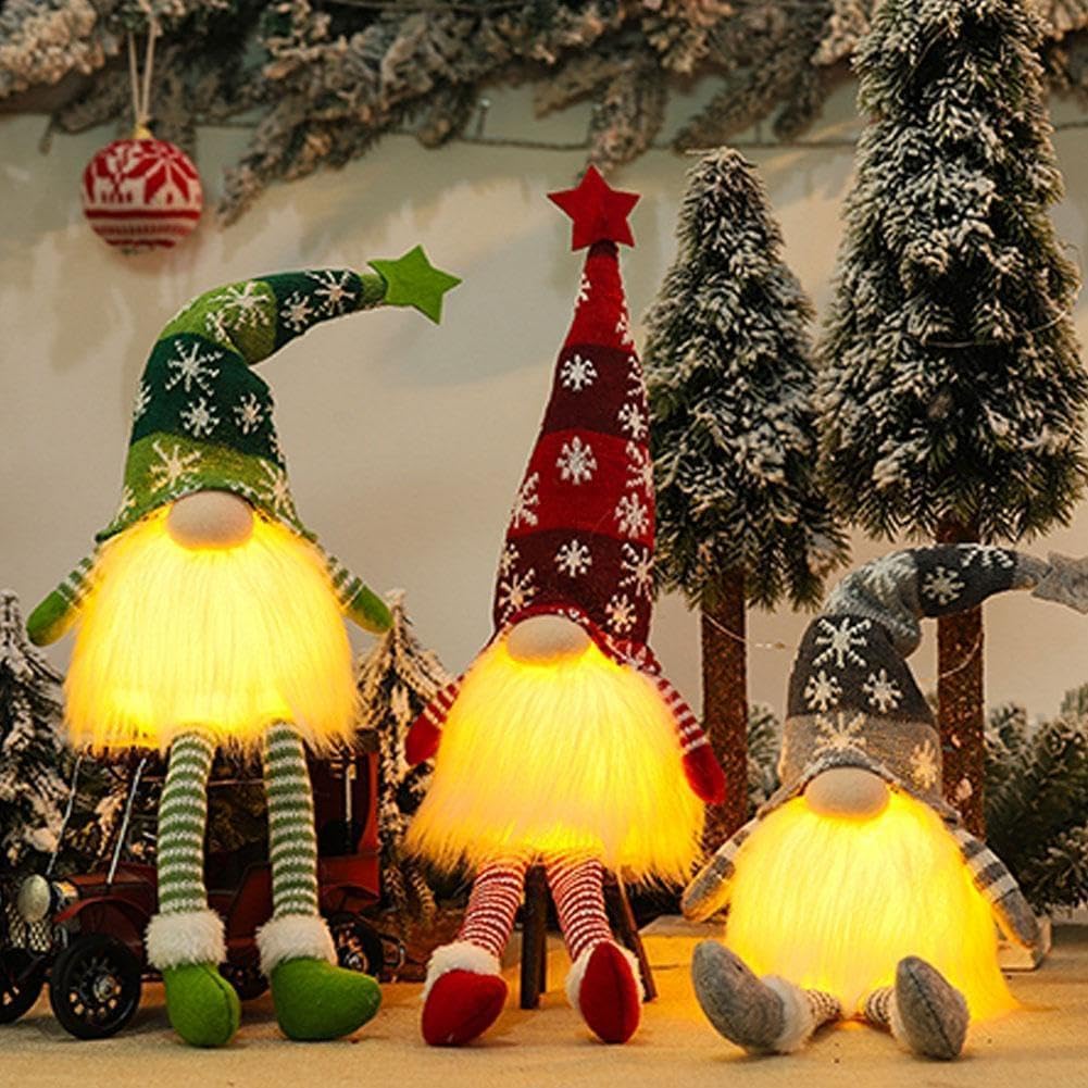 Handcrafted Plush Christmas Elf Ornament with LED Light – Festive Décor