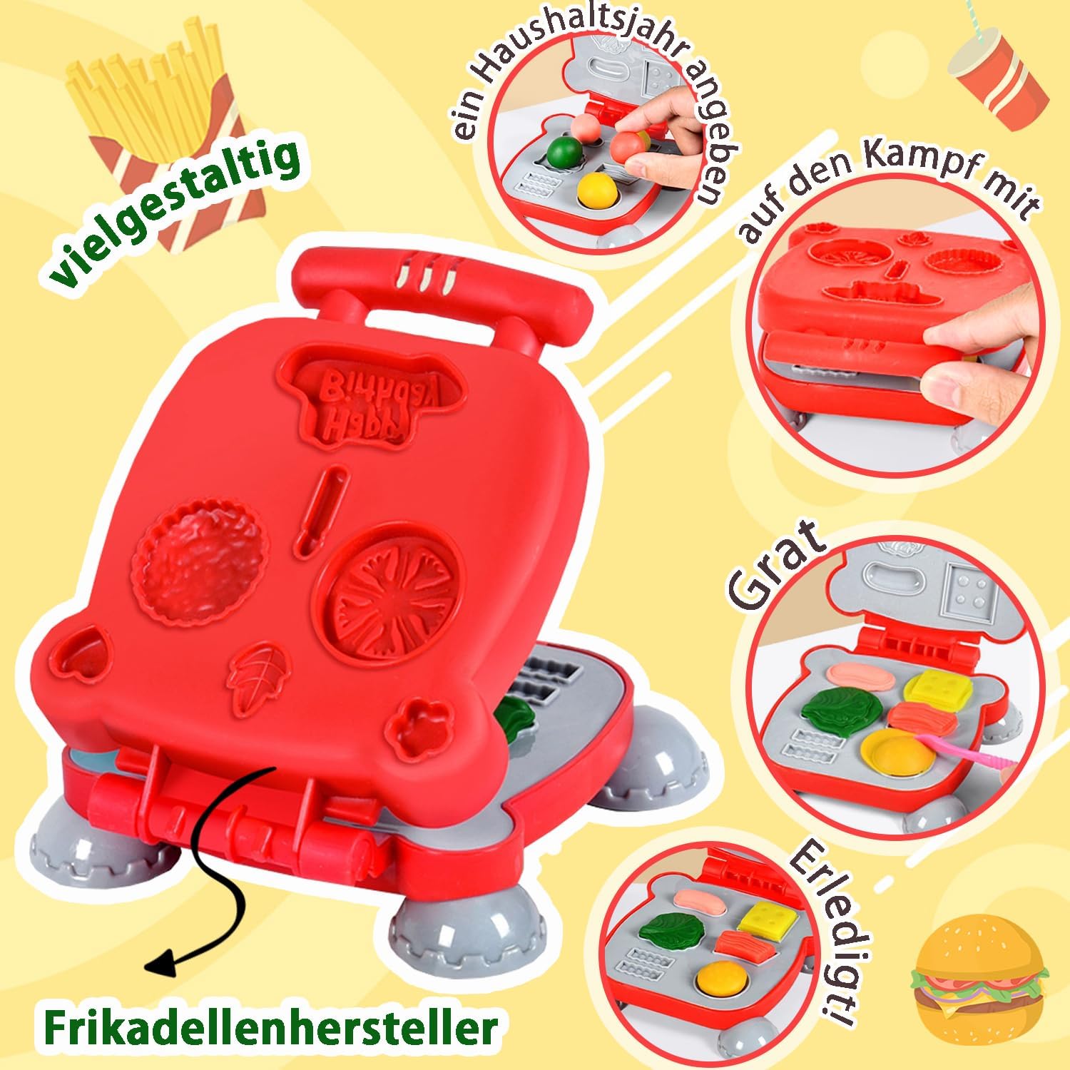 VBACALA 51-Piece Kids Clay Kitchen Playset with Ice Cream Tools
