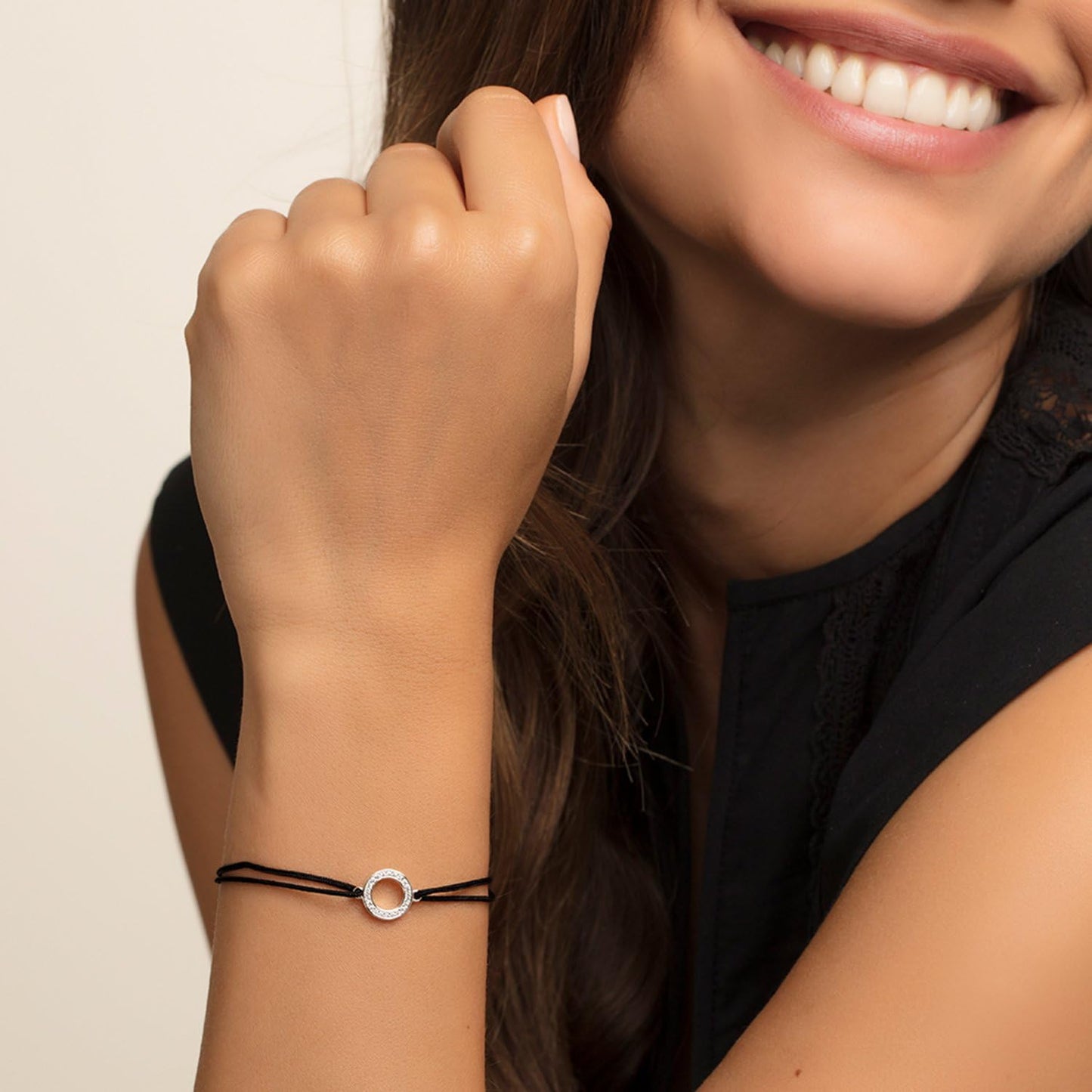 Sparkling Circle Charm Bracelet: Sterling Silver, Zirconia, Adjustable, Elegant, Dainty