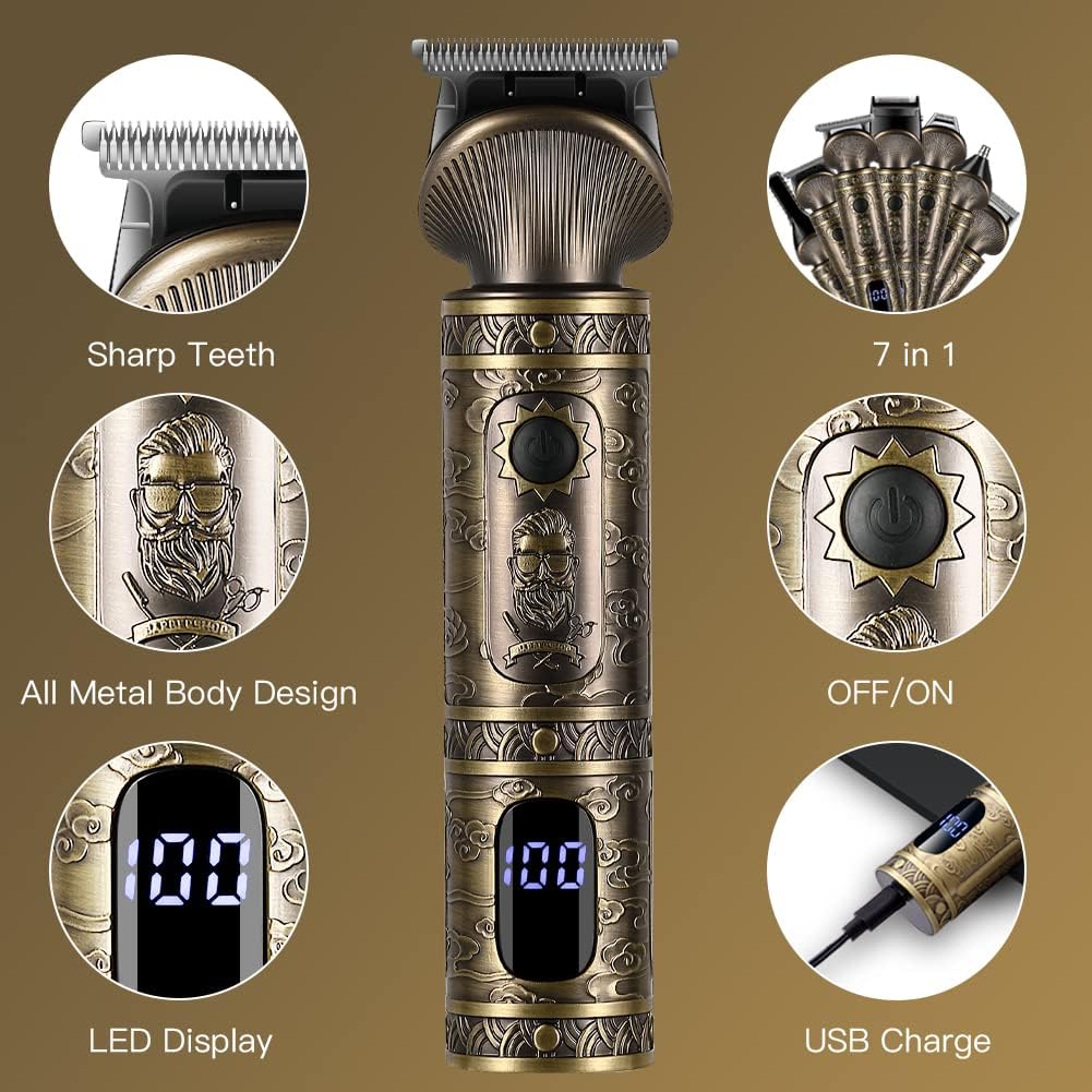 Surker 7-in-1 T-Blade Hair Clipper Kit with 9 Combs