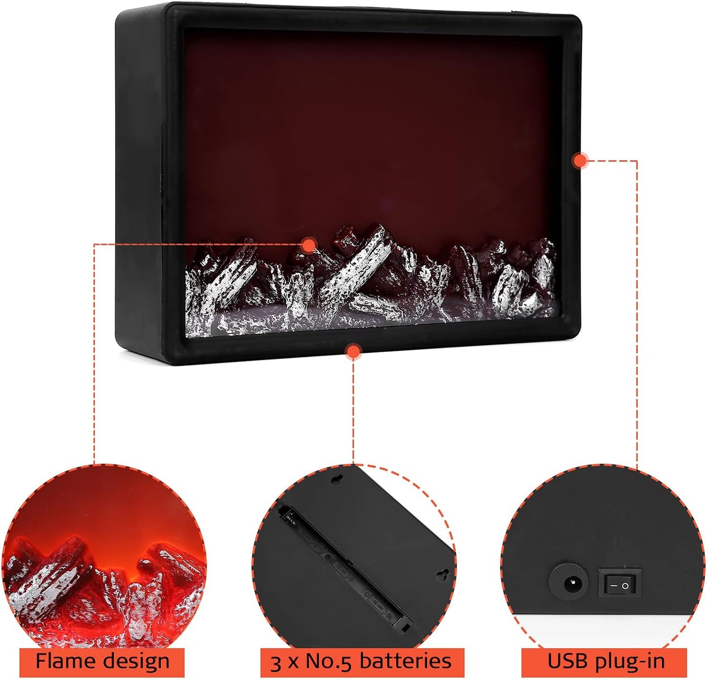 Super Bright Flameless LED Fireplace Lantern with 6‑Hour Timer