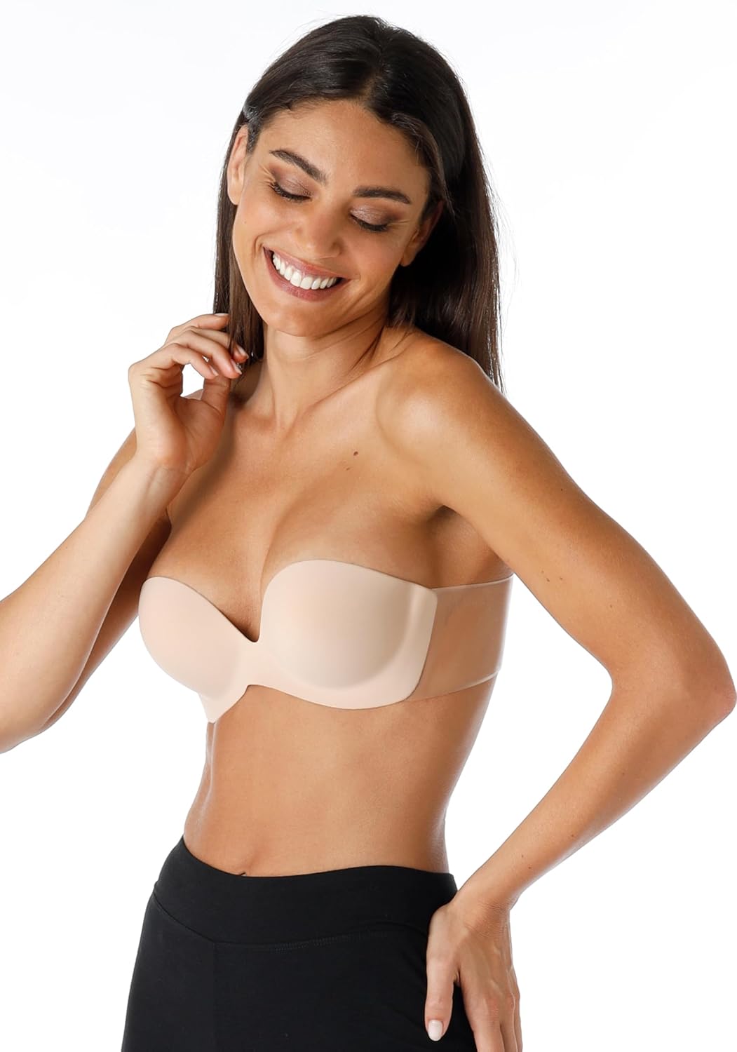 Lovable Women’s Invisible Push-Up Adhesive Bra with Clear Side Bands