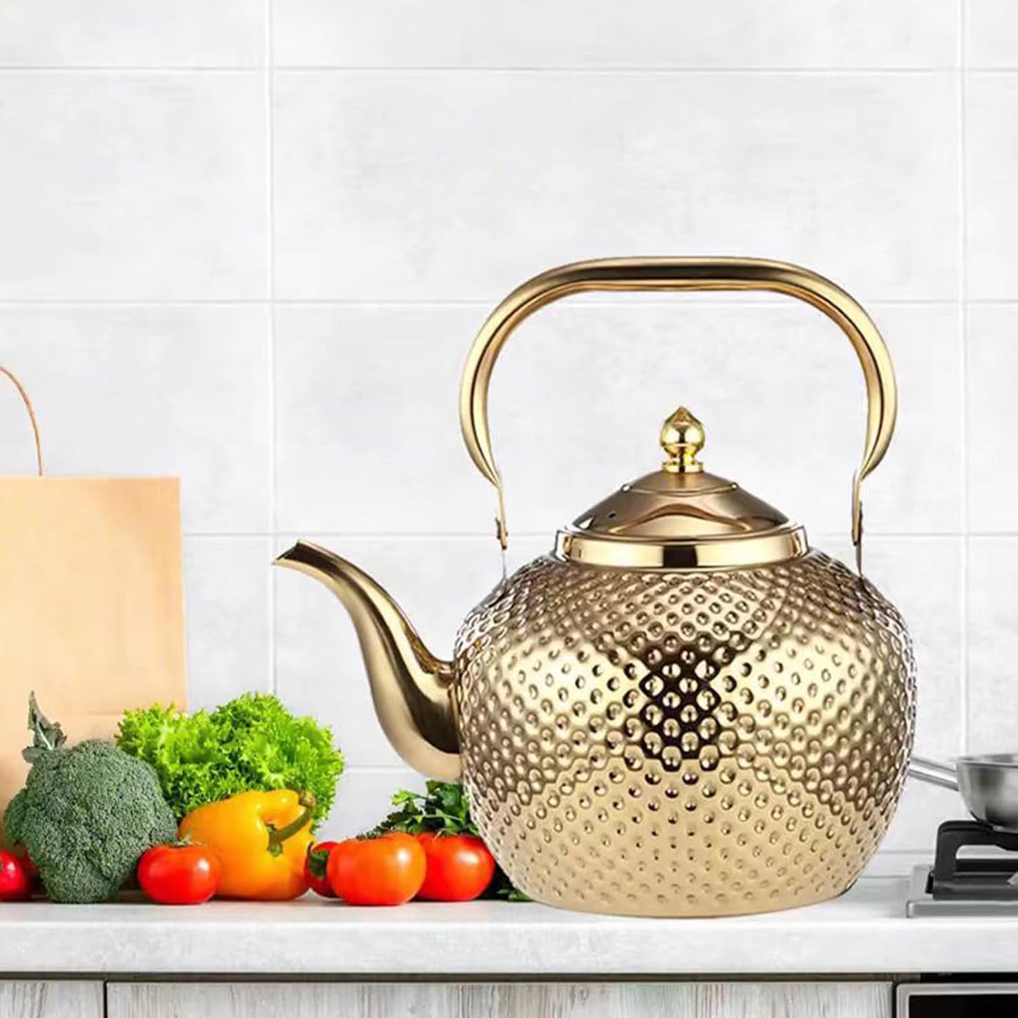YTYSW Stainless Steel Tea Kettle with Multi-Function Strainer 2L