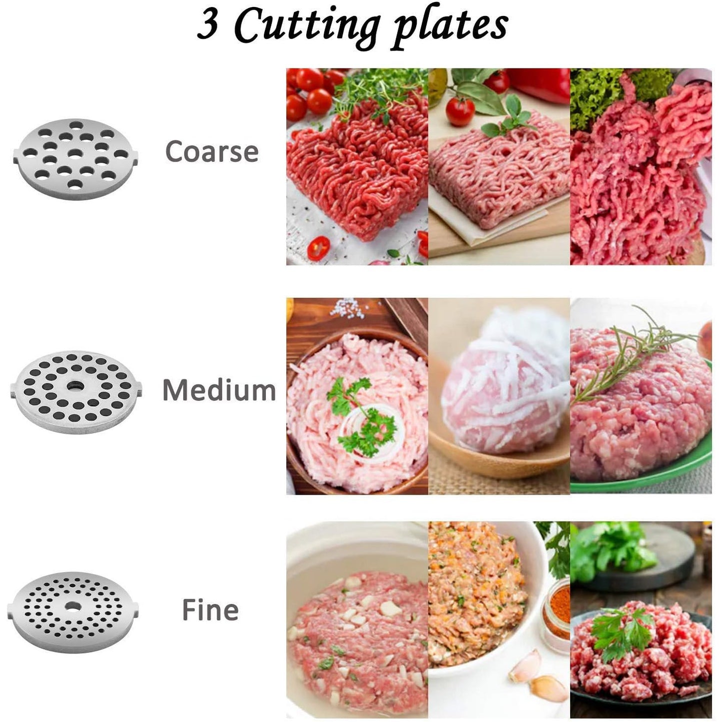 Meykey 2000W 3-in-1 Electric Meat Grinder with Stainless Steel Attachments