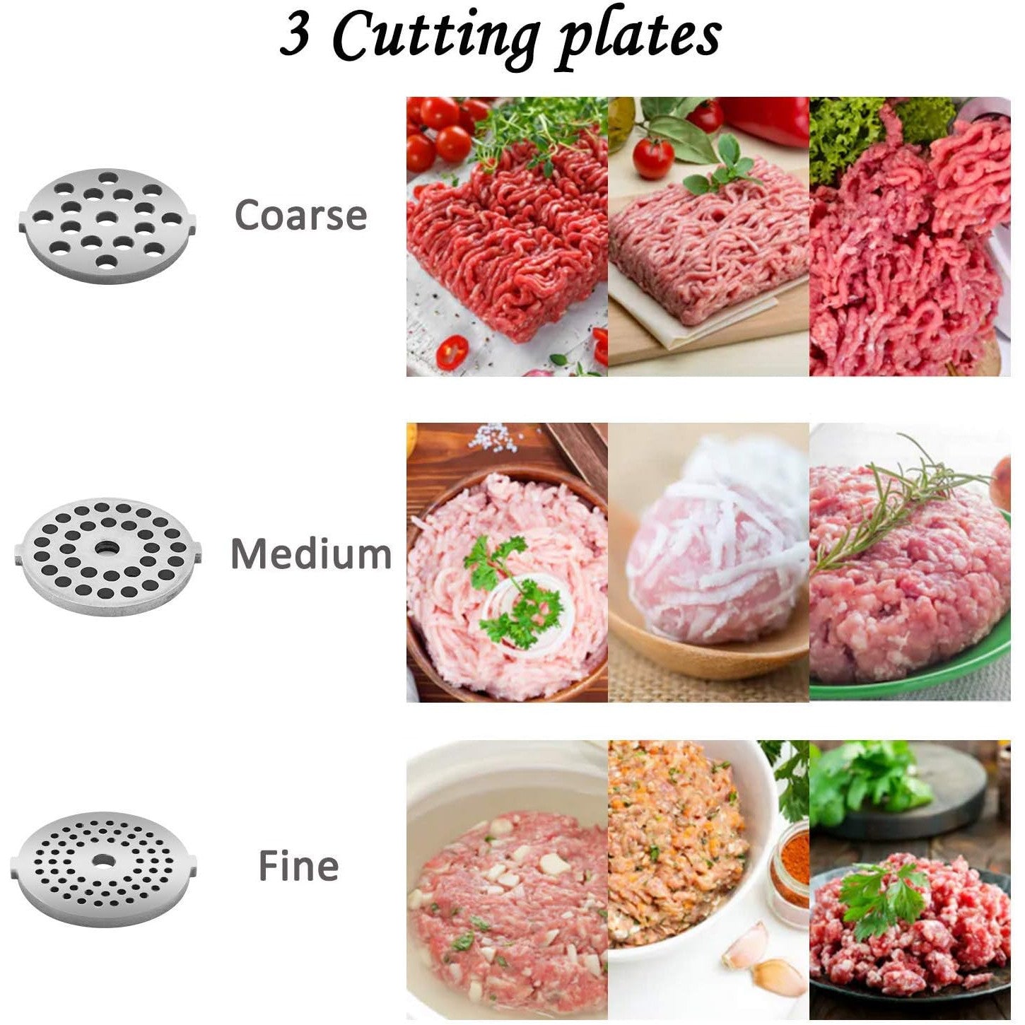 Meykey 2000W 3-in-1 Electric Meat Grinder with Stainless Steel Attachments