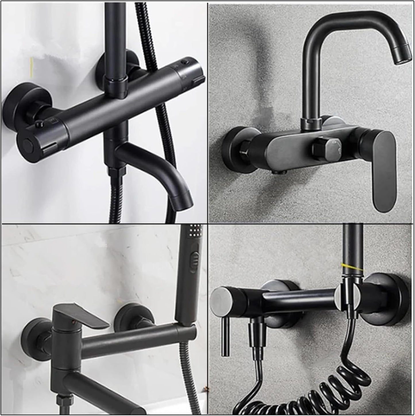 Scalingscal Set Of 4 Stainless Steel Cover Rosette For Shower Taps Black