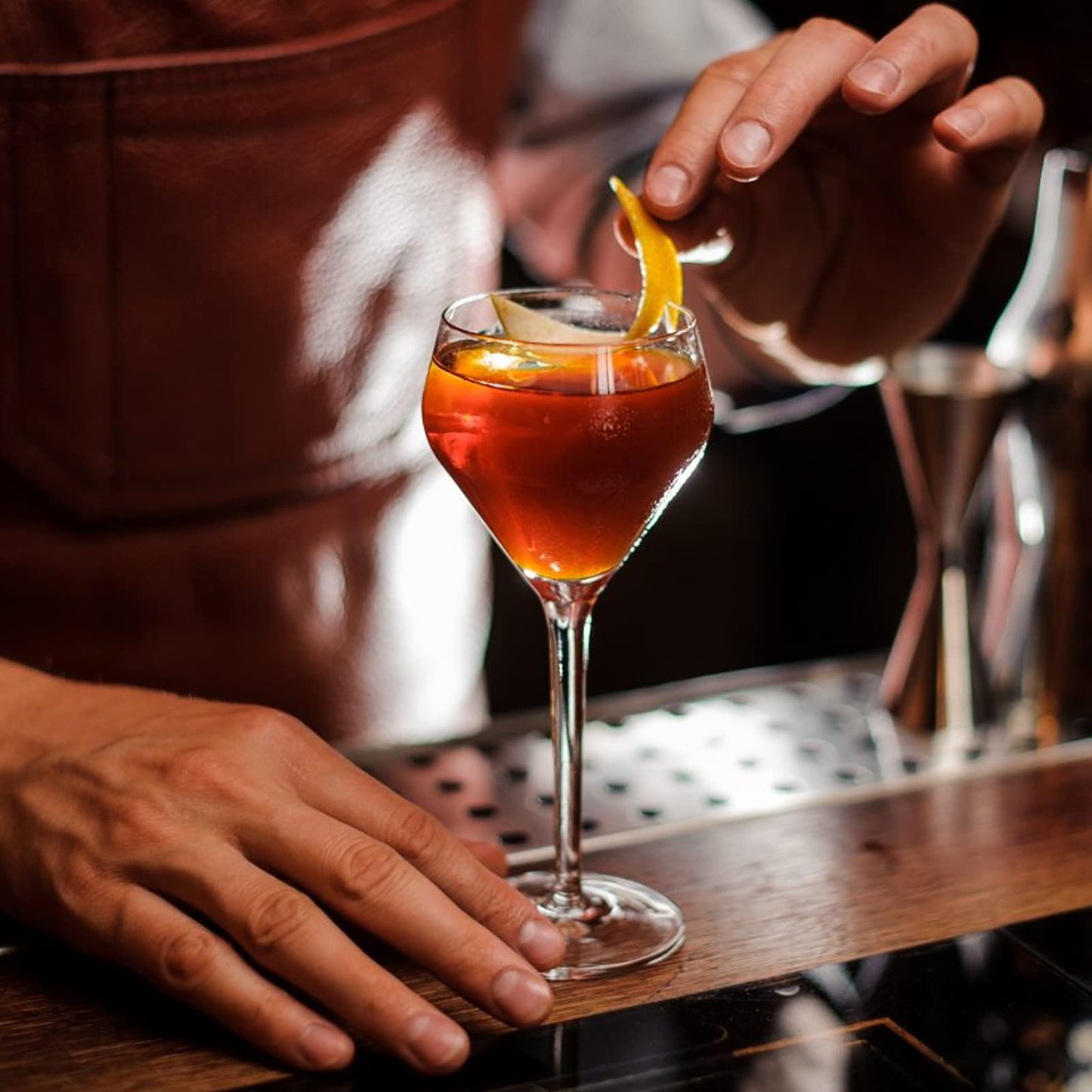 Premium Duerer 11-Piece Black Cocktail Bartender Kit with Bamboo Stand