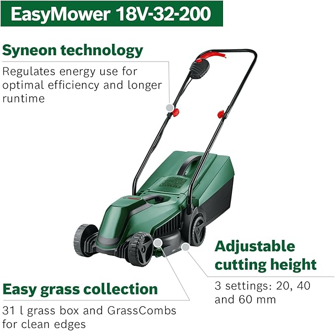 Bosch EasyMower 18V Cordless Lawn Mower 32cm Cut Width