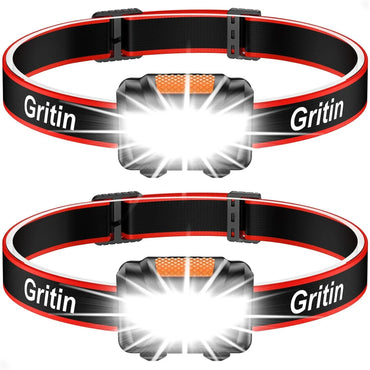 Gritin LED Head Torch 2 Pack Super Bright Waterproof - Gomix Brands Outlet