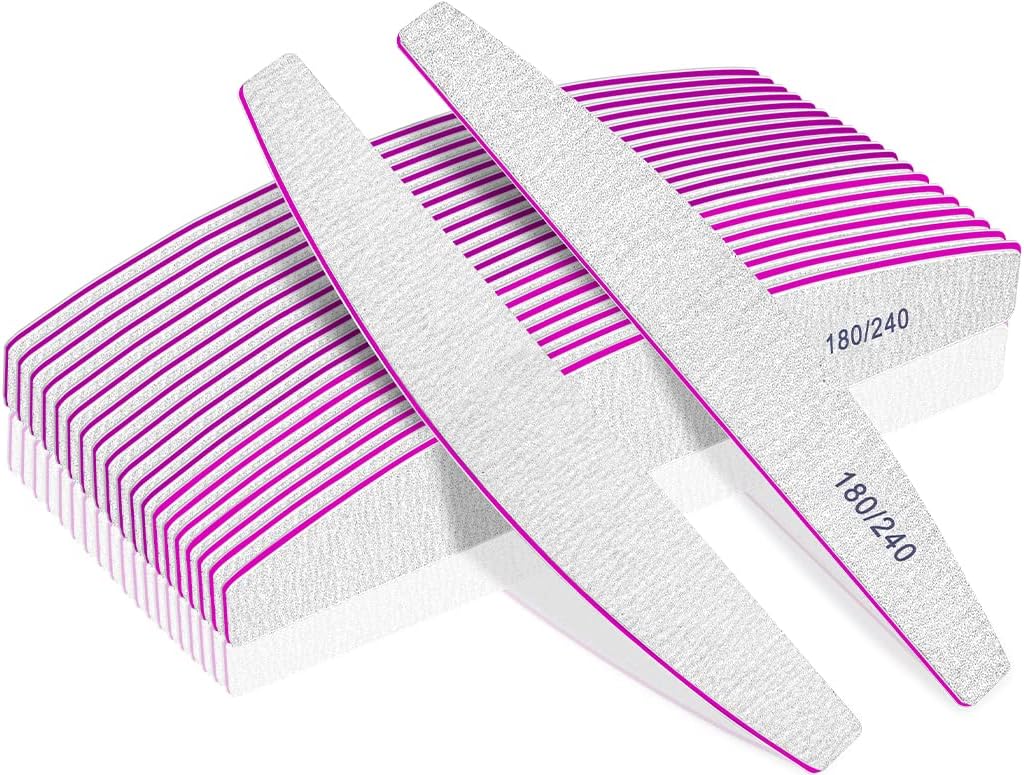 BLESWIN Double‑Sided Washable Nail Files 180/240 Grit – 12 Pack