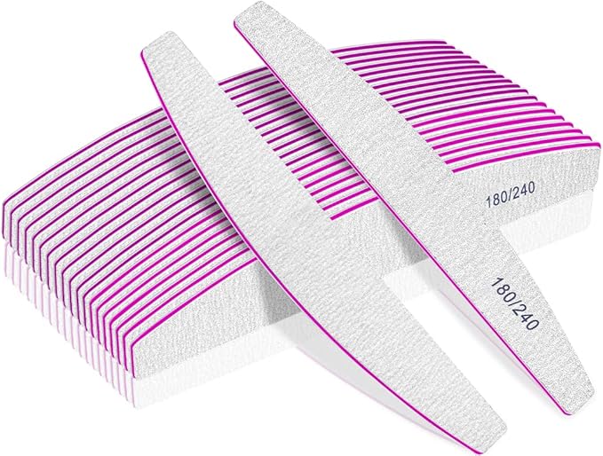 BLESWIN Double‑Sided Washable Nail Files 180/240 Grit – 12 Pack