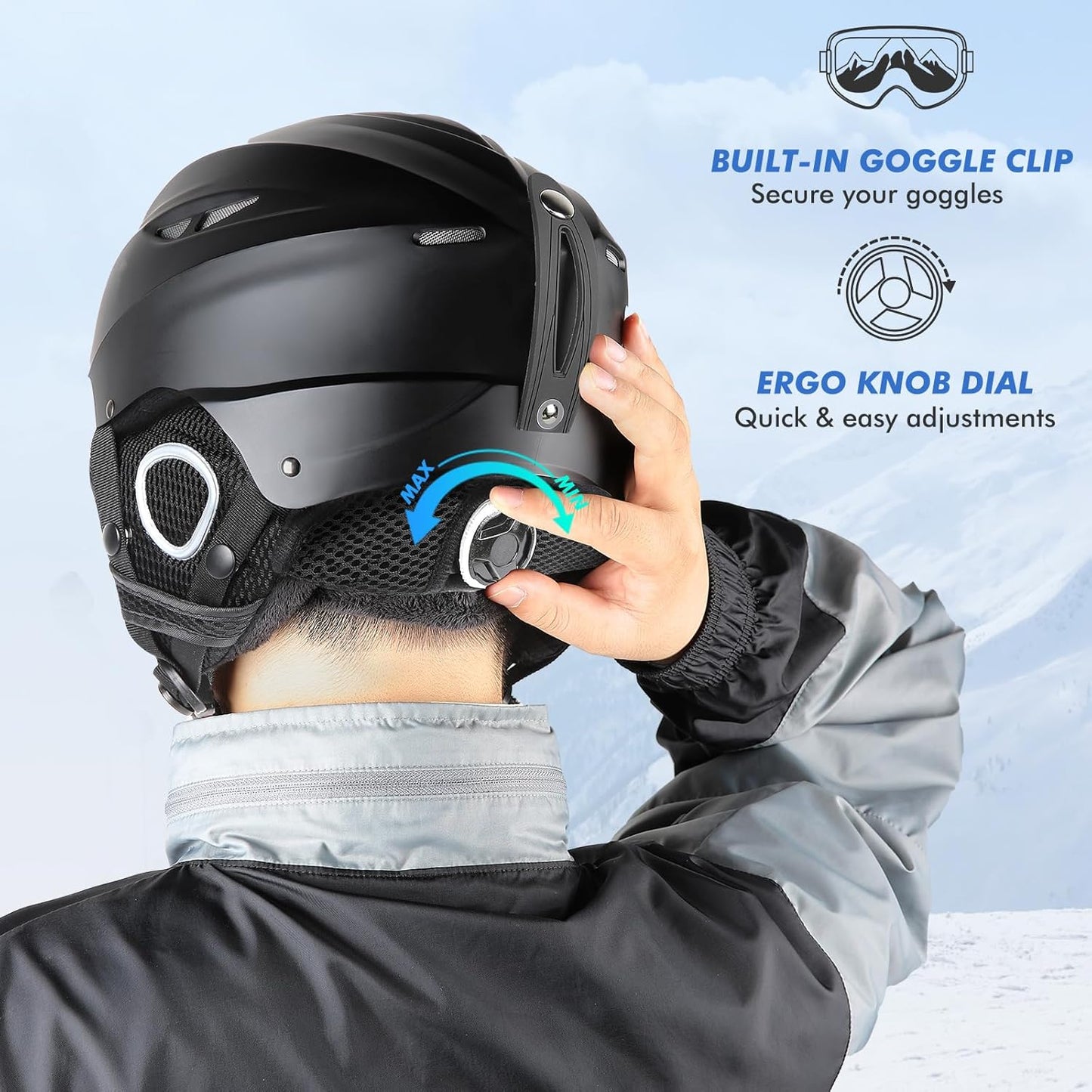 KUYOY Unisex Medium Ski Helmet with Goggle Compatibility