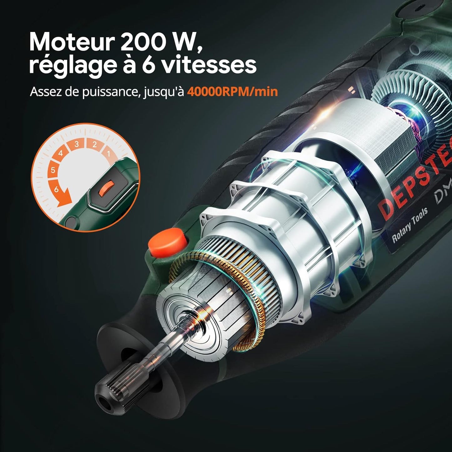 DEPSTECH 200W Rotary Tool Kit with 128 Accessories and Flex Shaft