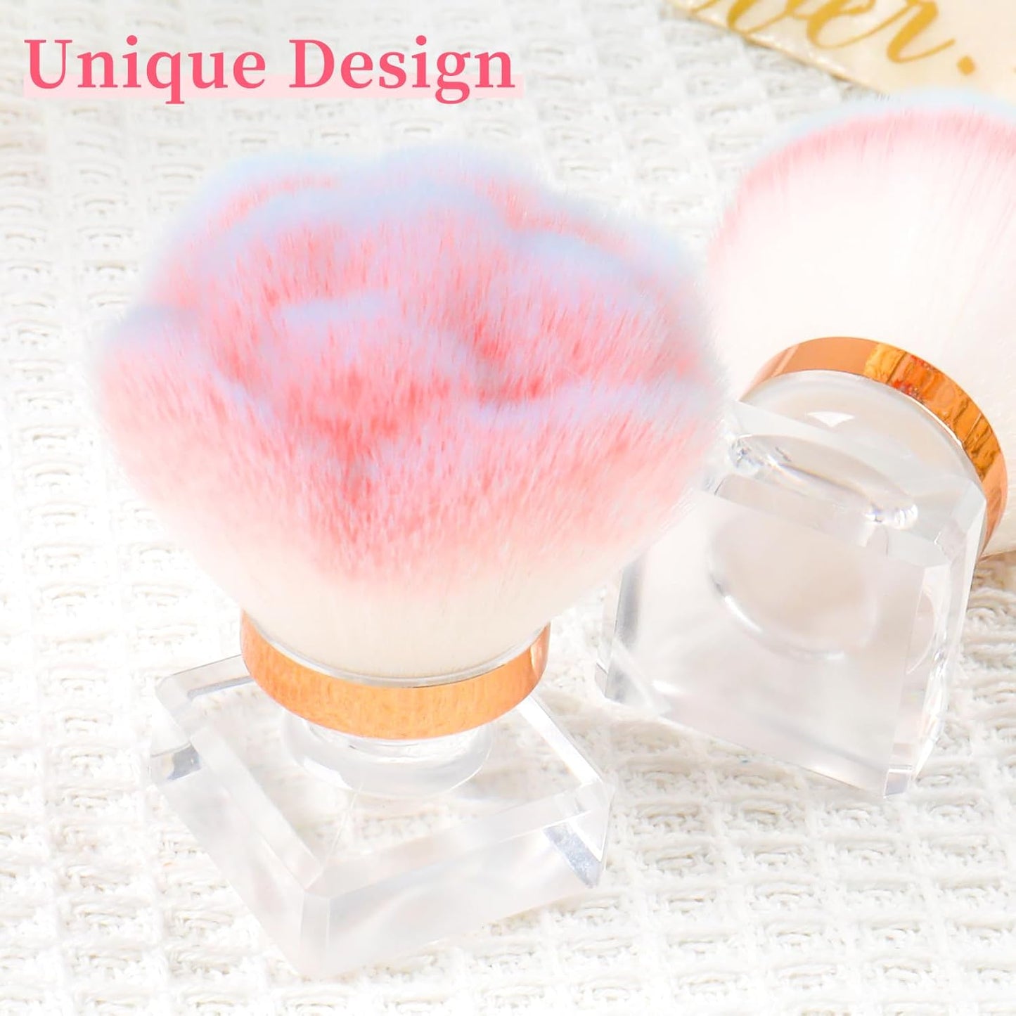ANGNYA Pink Rose Nail Dust Brush with Soft Nylon Bristles