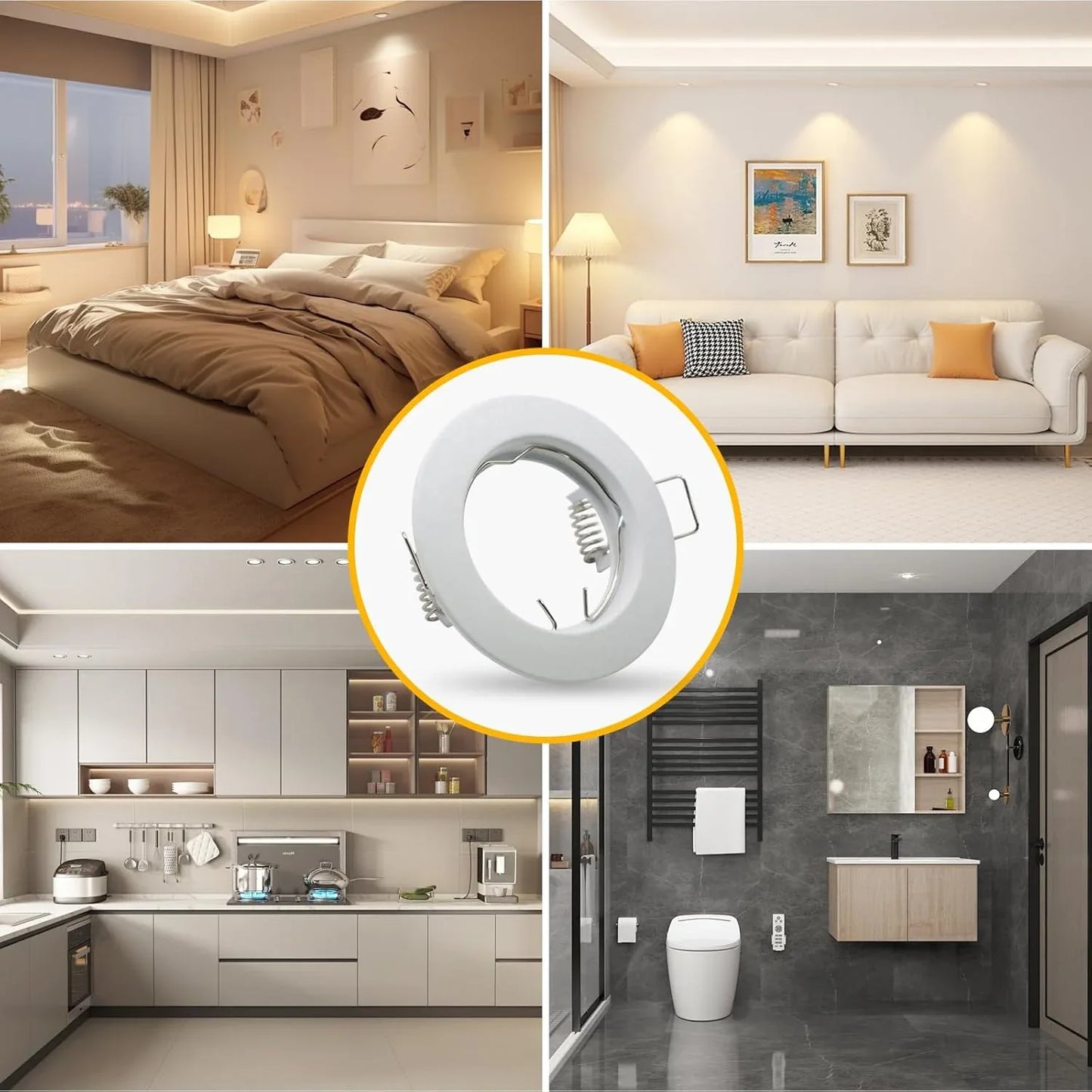 LED Recessed Ceiling Light Mounting Frame Round White Spotlight Fittings incl. - Gomix Brands Outlet