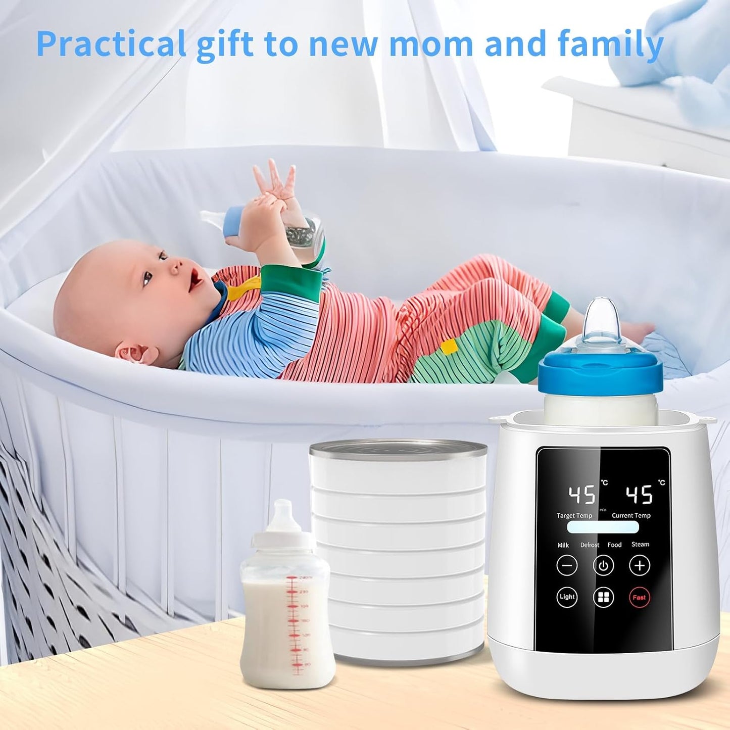 6-in-1 Multi-Functional Baby Bottle Warmer with Sterilizer Fast Digital