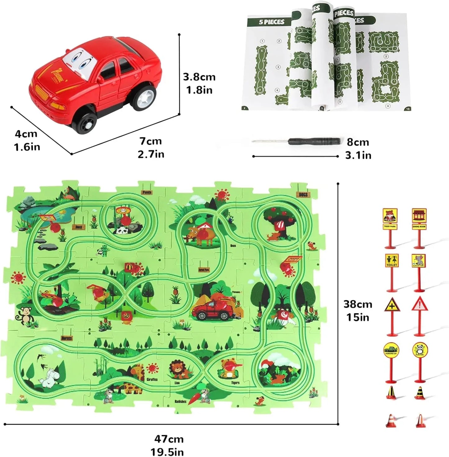 Puzzle Track Car Play Set – 12 Pieces Red Car - Gomix Brands Outlet