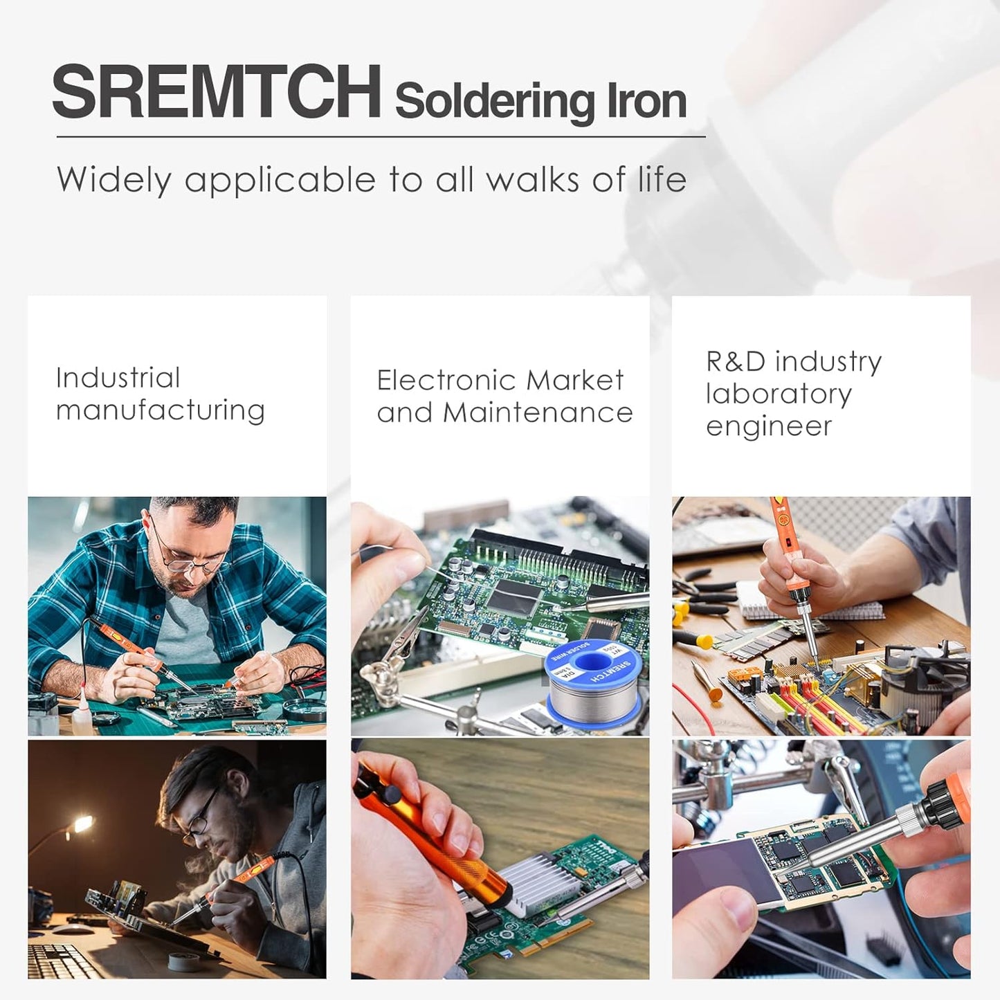SREMTCH Upgraded Soldering Iron Kit with ON/OFF Switch & Adjustable Temperature