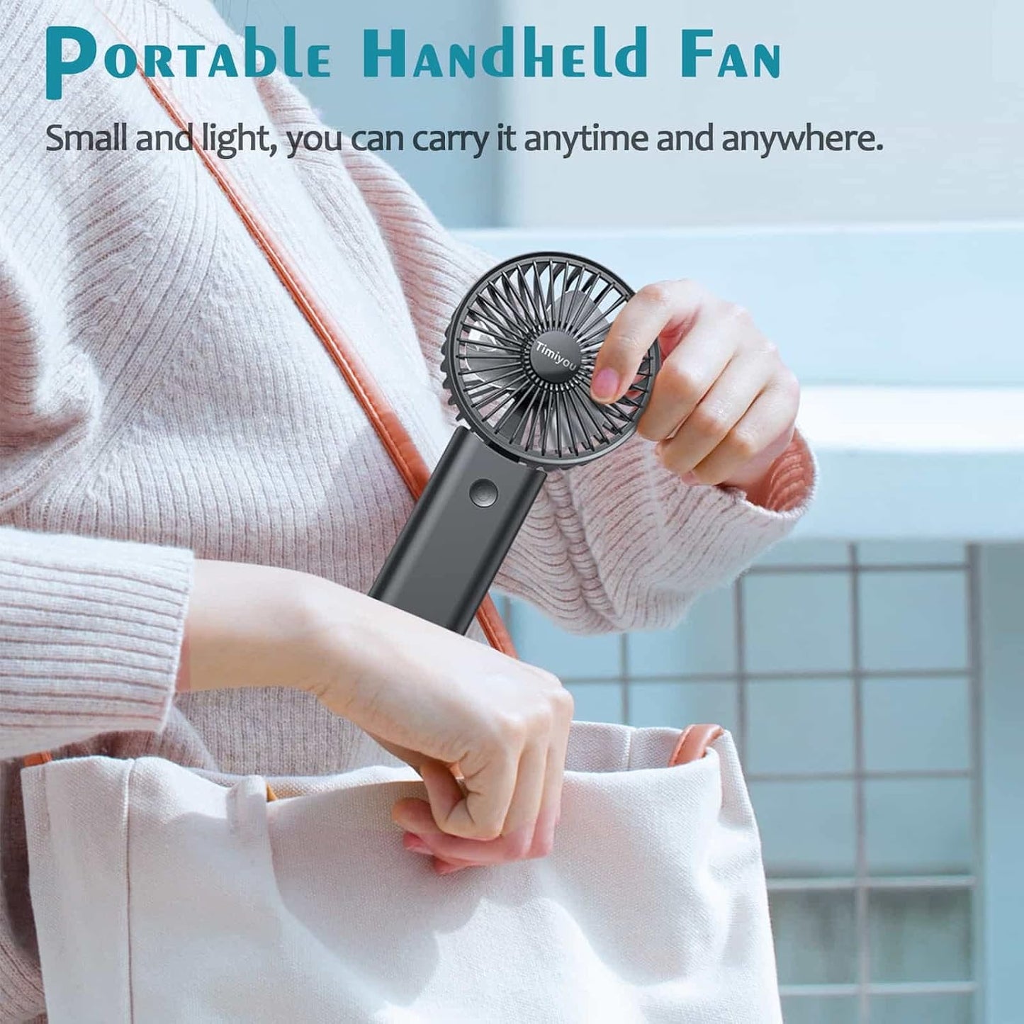 Timiyou TI-8545 Portable Handheld Fan 5-in-1 Rechargeable USB 3 Speeds Black