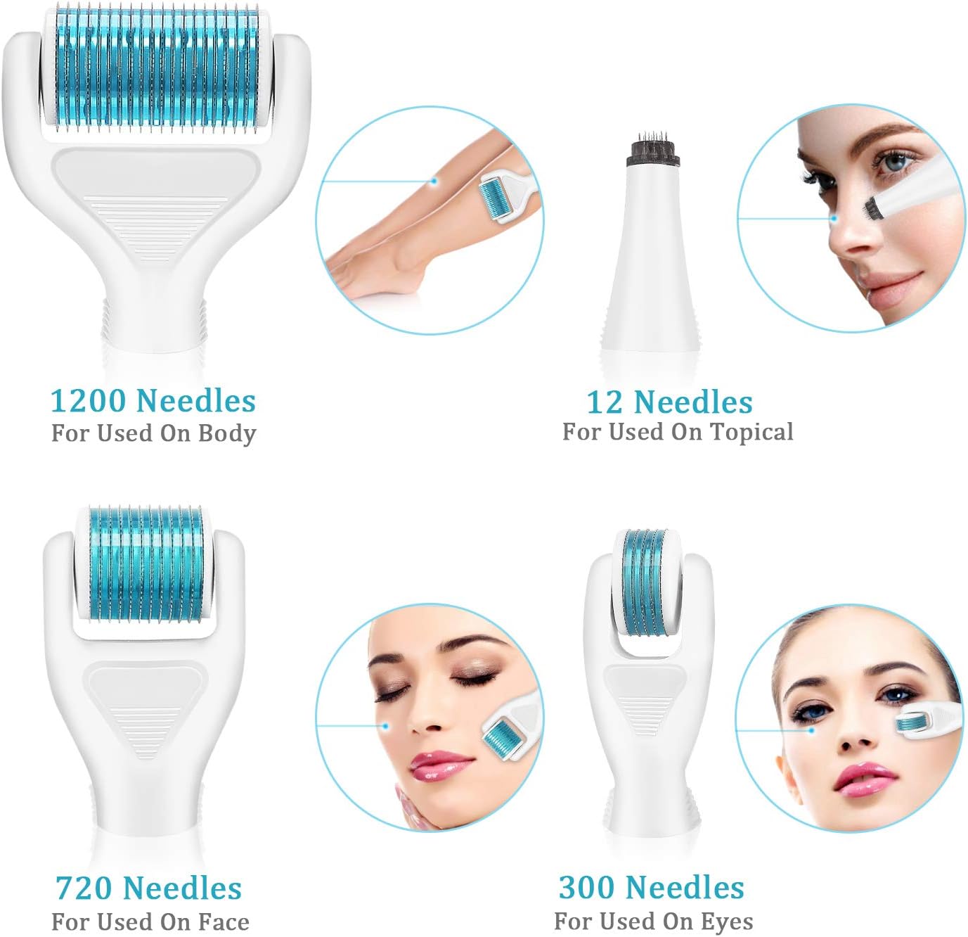 Winpok 6-in-1 Titanium Derma Roller Kit with 4 Needle Heads