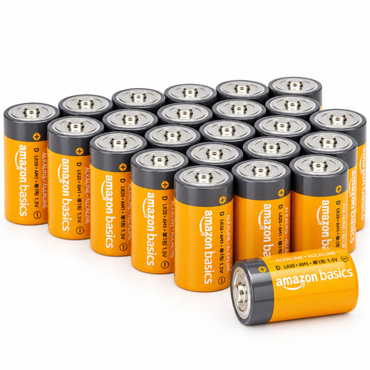 Amazon Basics 24-Pack D Cell All-Purpose Alkaline Batteries, 1.5 Volt, 5-Year Shelf Life