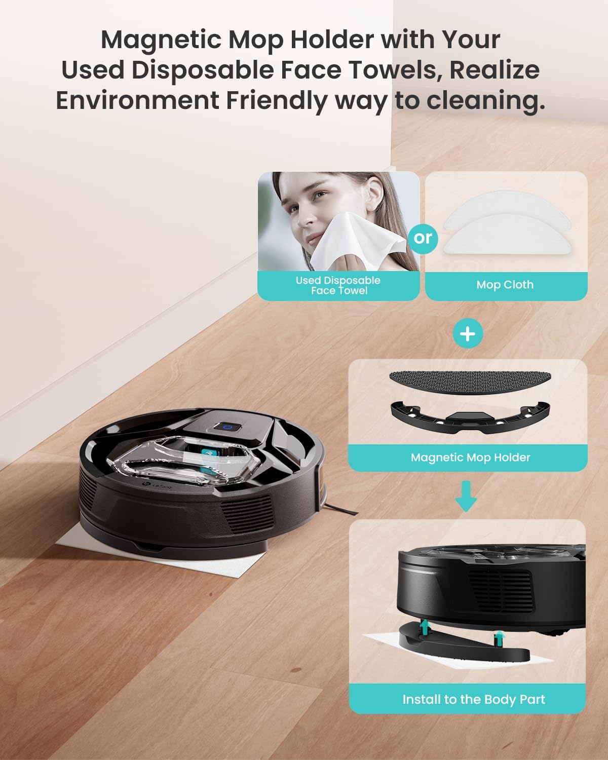 Lefant M320 Robot Vacuum with 6000Pa Suction, Carpet Detection, Mop