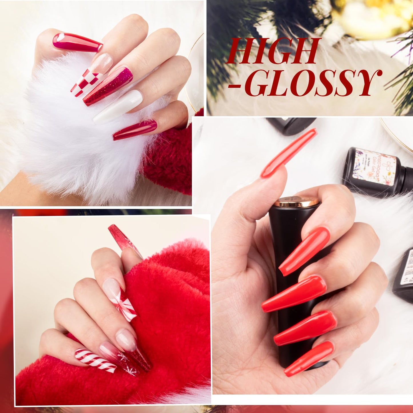 FINGEROOM 48‑Piece UV Gel Nail Polish Set with 5 Topcoats